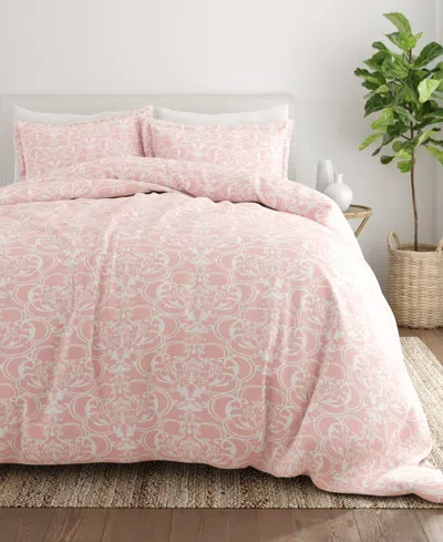 Ienjoy Home Utra Soft Reversible 3-pc. Duvet Cover Set, Full/queen In Pink Romantic Damask