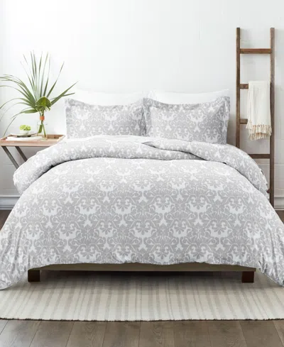 Ienjoy Home Utra Soft Reversible 3-pc. Duvet Cover Set, King/california King In Light Gray Romantic Damask