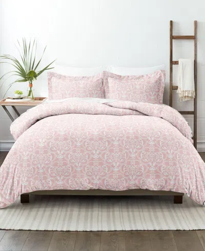 Ienjoy Home Utra Soft Reversible 3-pc. Duvet Cover Set, King/california King In Pink Romantic Damask
