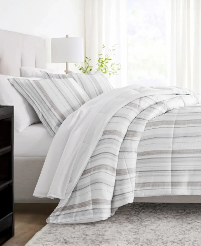 Ienjoy Home Vertical Stripe 3-piece Comforter Set, King/california King In Ivory