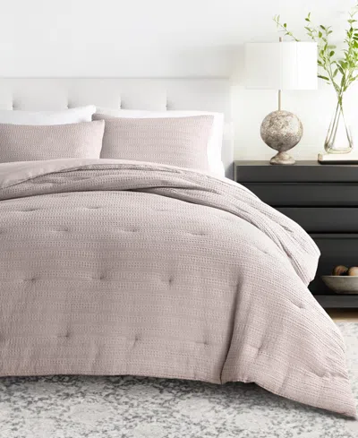 Ienjoy Home Waffle Textured 2-piece Comforter Set, Twin/twin Xl In Mauve