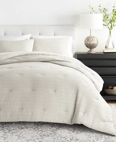 Ienjoy Home Waffle Textured 3-piece Comforter Set, Full/queen In Dune