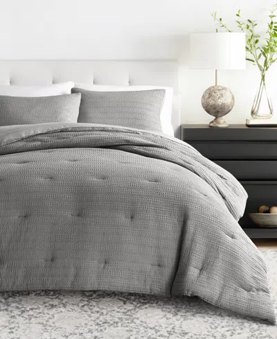 Ienjoy Home Waffle Textured 3-piece Comforter Set, Full/queen In Fog