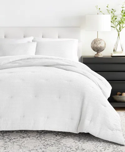 Ienjoy Home Waffle Textured 3-piece Comforter Set, King/california King In White