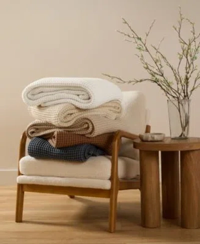 Ienjoy Home Waffle Weave Cotton Blanket In Navy