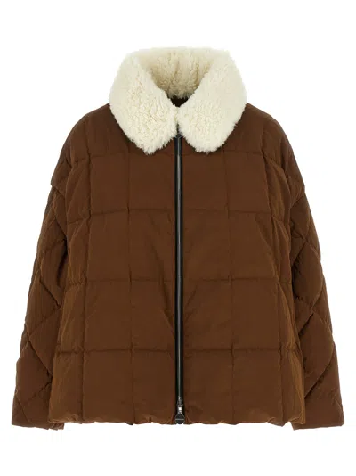 Ienki Ienki Cotton Blend Padded Jacket With Shearling Collar In Brown