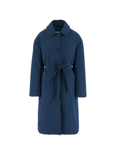 Ienki Ienki Belted Button-down Coat In Blue