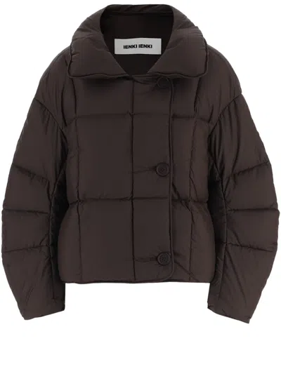 Ienki Ienki Cropped Brown Quilted Padded Jacket With Wide Collar