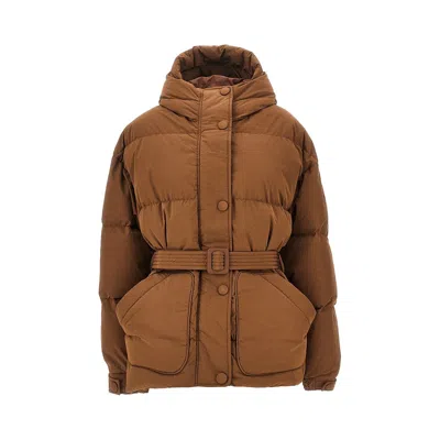 Ienki Ienki 'michlin' Belted Down Jackete In Brown