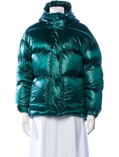 Pre-owned Ienki Ienki Nylon Down Jacket In Green