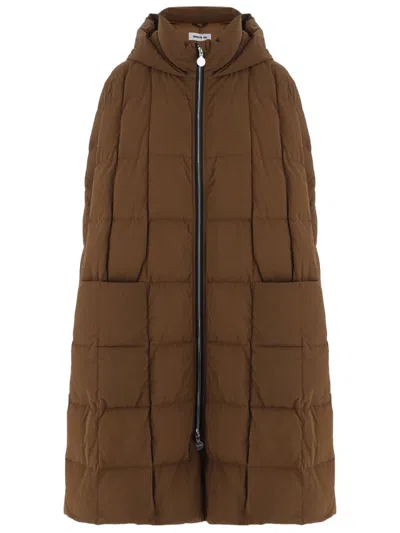 Ienki Ienki Padded Down Jacket With Quilted Design And High Collar In Brown