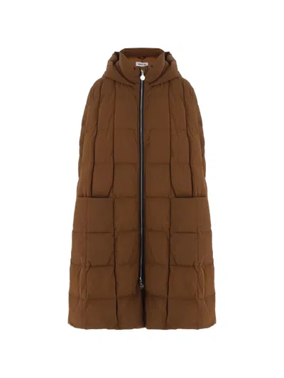 Ienki Ienki Pyramid Quilted Hooded Coat In Brown