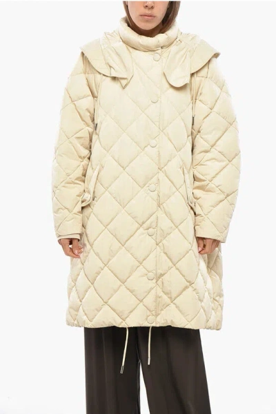 Ienki Ienki Quilted Cyclone Jacket With Hood In Neutral