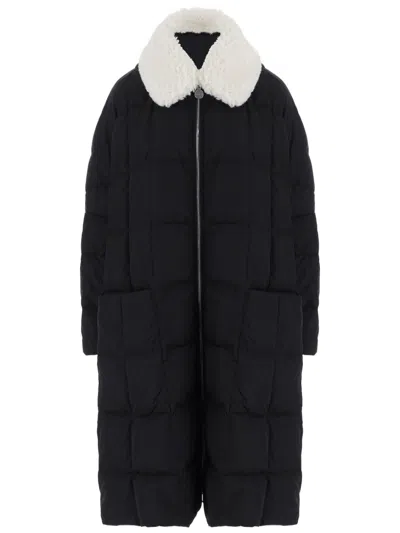 Ienki Ienki Quilted Down Jacket With Classic Shearling Collar And Fixed Hood In Black