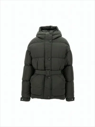Ienki Ienki Quilted Padded Jacket With High Collar And Belt In Gray