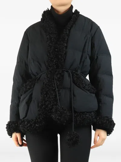 Pre-owned Ienki Ienki Shearling-trim Down Puffer Jacket In Black