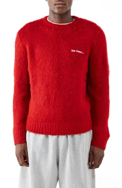 Iets Frans Brushed If Embroidered Crewneck Sweater In Red