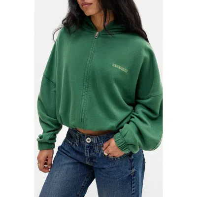 Iets Frans Bubble Hem Zip Hoodie In Green