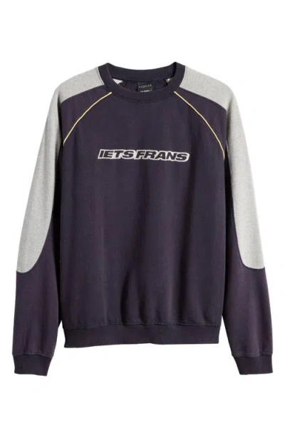 Iets Frans Colorblock Cotton Graphic Sweatshirt In Navy