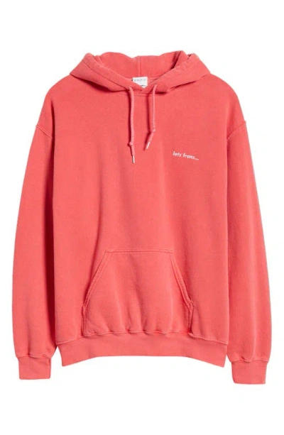 Iets Frans Fleece Pullover Hoodie In Washed Red