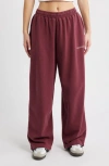 Iets Frans Harri Cotton Fleece Wide Leg Sweatpants In Brown