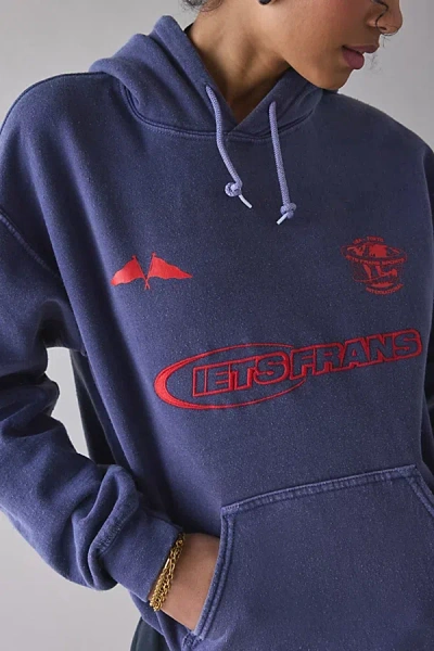 Iets Frans . … Embroidered Sports Logo Hoodie Sweatshirt In Navy, Men's At Urban Outfitters In Blue