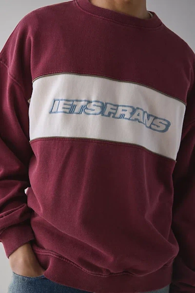 Iets Frans . … Logo Panel Crew Neck Sweatshirt In Maroon, Men's At Urban Outfitters