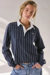 Iets Frans . … Pinstripe Boxy Long Sleeve Rugby Tee In Navy At Urban Outfitters
