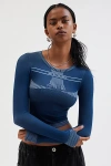 Iets Frans . … Seamless Tie-back Long Sleeve Top In Navy At Urban Outfitters