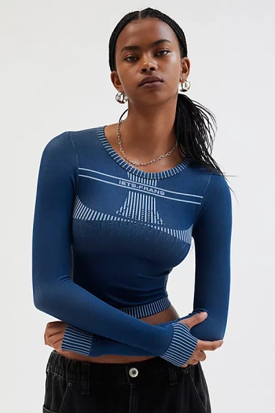 IETS FRANS IETS FRANS. IETS FRANS… SEAMLESS TIE-BACK LONG SLEEVE TOP IN NAVY AT URBAN OUTFITTERS 