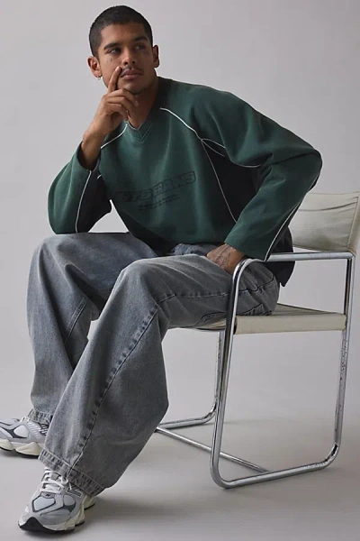 Iets Frans . … Sports Panel Heavyweight V-neck Sweatshirt In Green, Men's At Urban Outfitte