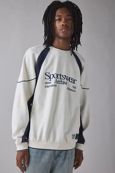 Iets Frans . … Sporty Paneled Crew Neck Sweatshirt In Cream, Men's At Urban Outfitters In White