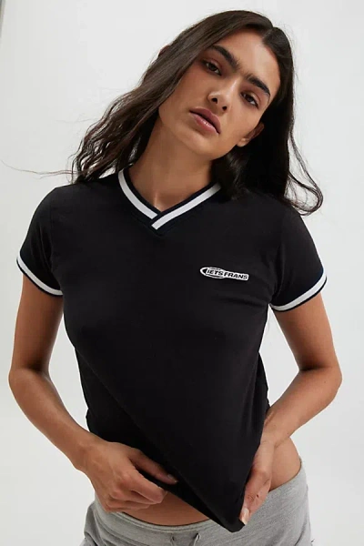Iets Frans . … Taped V-neck Baby Tee In Black At Urban Outfitters