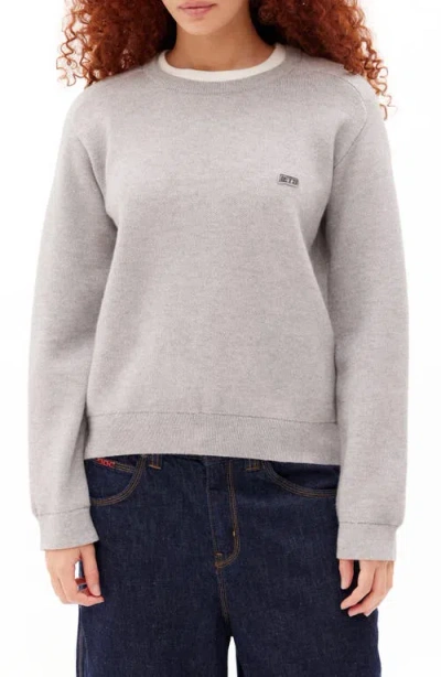 Iets Frans If Tight Knit Boyfriend Crewneck Sweater In Grey