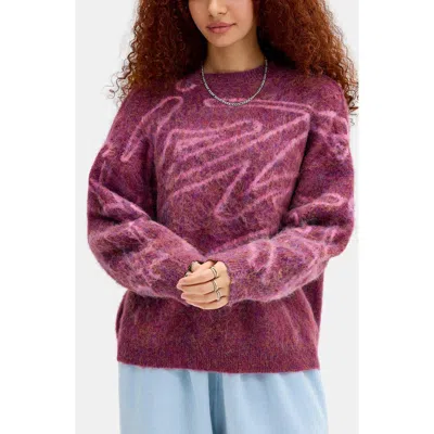 Iets Frans Intarsia Fluffy Knit Sweater In Purple