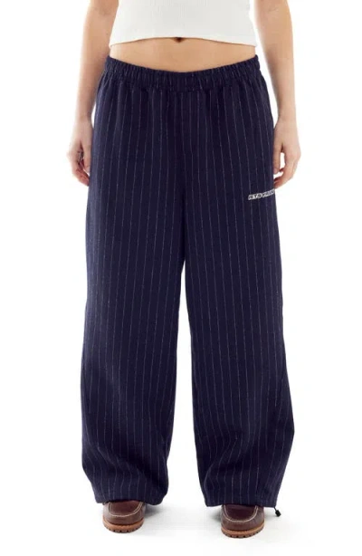 Iets Frans Knox Pinstripe Pull-on Wide Leg Pants In Pinstripe Black