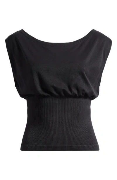 Iets Frans Off The Shoulder Seamless Top In Black
