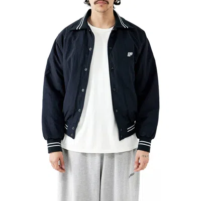 Iets Frans Padded Washed Varsity Jacket In Black