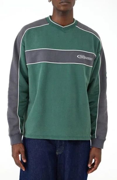 Iets Frans Retro Panelled Cotton Sweatshirt In Forest Green