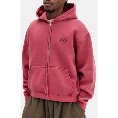 Iets Frans Script Full Zip Hoodie In Berry