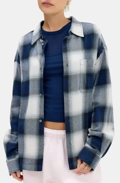 Iets Frans Shadow Check Button-up Shirt In Blue