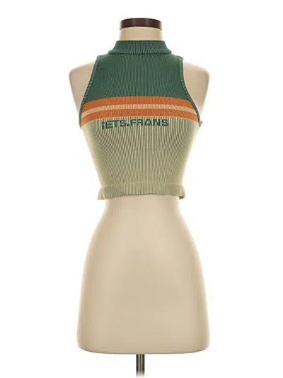 Pre-owned Iets Frans Sleeveless Top Green Halter Neckline Tops