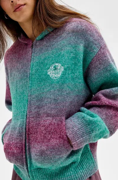 Iets Frans Spacedye Stripe Zip Cardigan In Multi