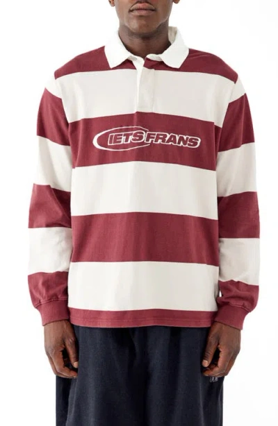 Iets Frans Stripe Rugby Shirt In Burgundy