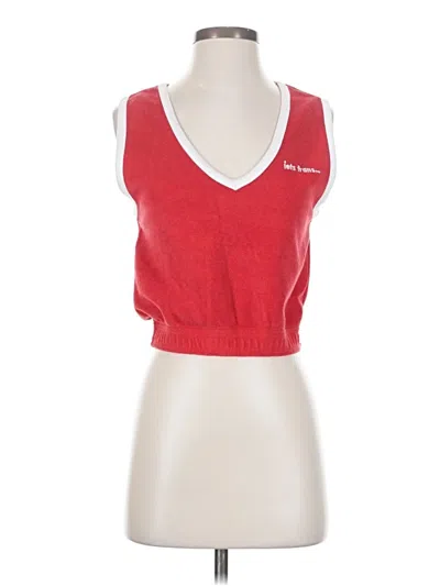 Pre-owned Iets Frans Tank Top Red Plunge Neckline Tops