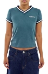 Iets Frans Taped V-neck Baby Tee In Forest Green