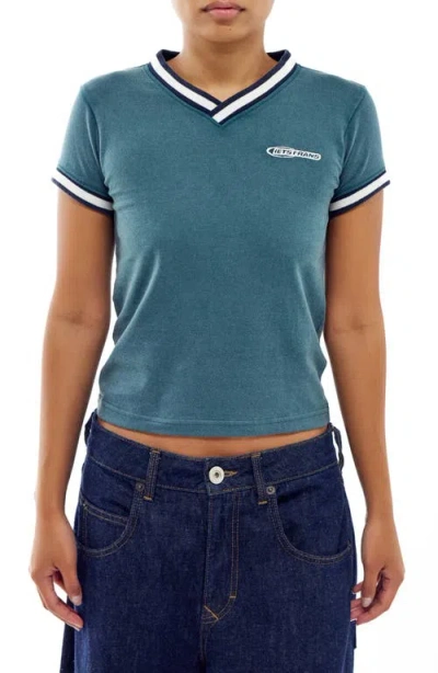Iets Frans Taped V-neck Baby Tee In Forest Green