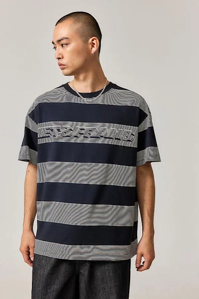 Iets Frans .3d Stripe Tee In Black, Men's At Urban Outfitters