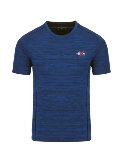 I-exe Marl-pattern Logo-print T-shirt In Blue