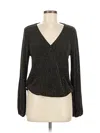 If By Sea Long Sleeve Top Black Plunge Neckline Tops In Black
